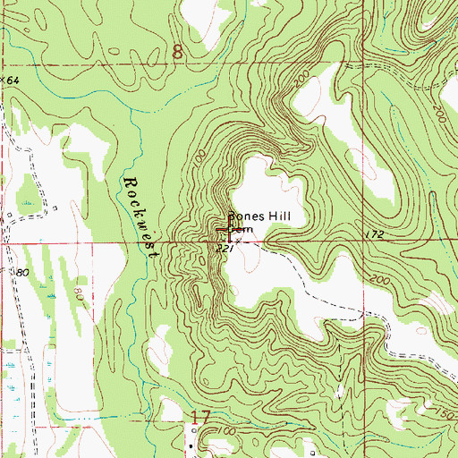 Topographic Map of Bones Hill Cemetery, AL