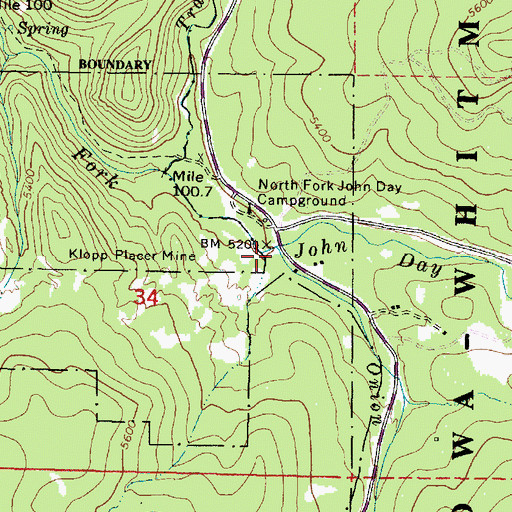 Topographic Map of Onion Creek, OR