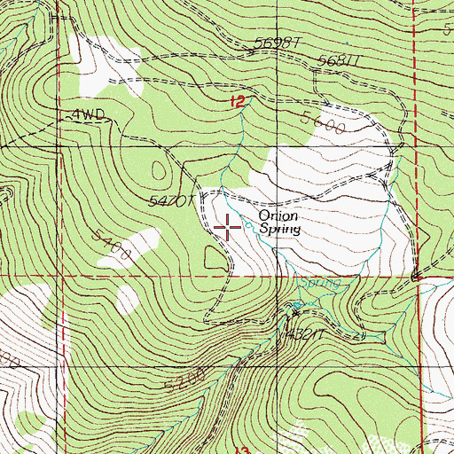 Topographic Map of Onion Spring, OR
