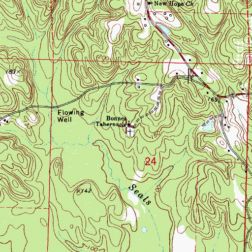 Topographic Map of Bonner Tabernacle, AL