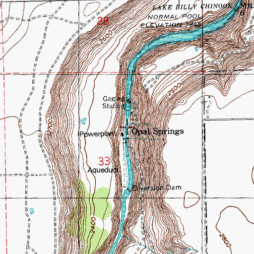Topographic Map of Opal Springs, OR