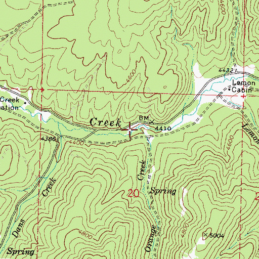 Topographic Map of Orange Creek, OR