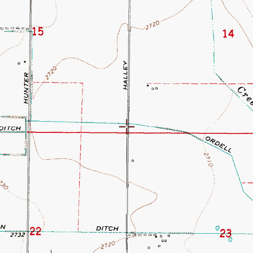Topographic Map of Ordell Ditch, OR