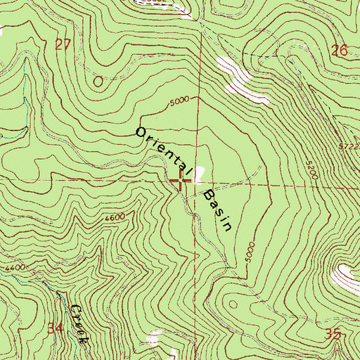 Topographic Map of Oriental Basin, OR