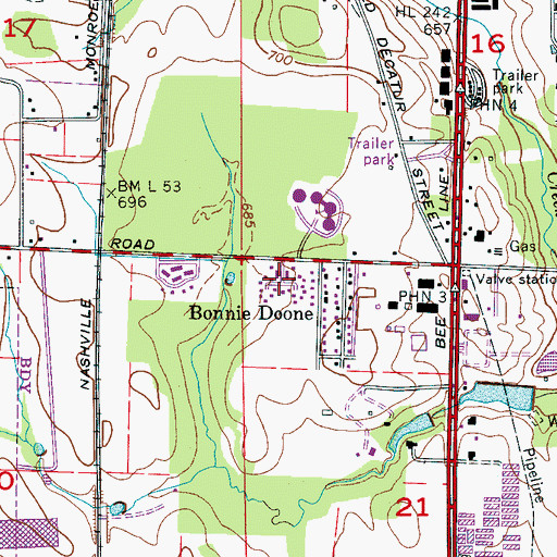 Topographic Map of Bonnie Doone, AL
