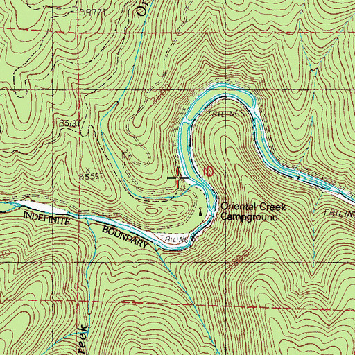 Topographic Map of Oriental Creek, OR