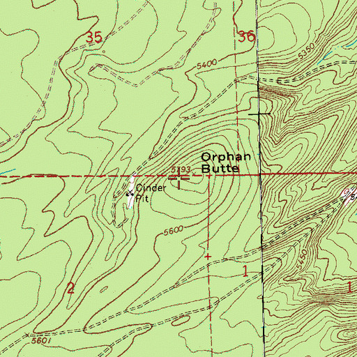Topographic Map of Orphan Butte, OR