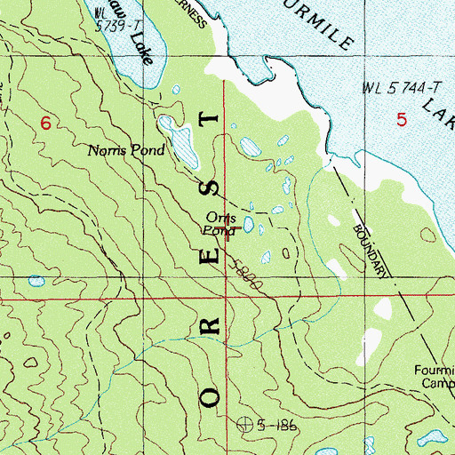 Topographic Map of Orris Pond, OR