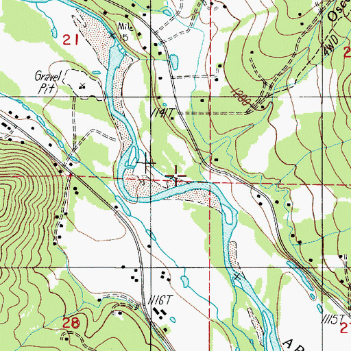 Topographic Map of Oscar Creek, OR