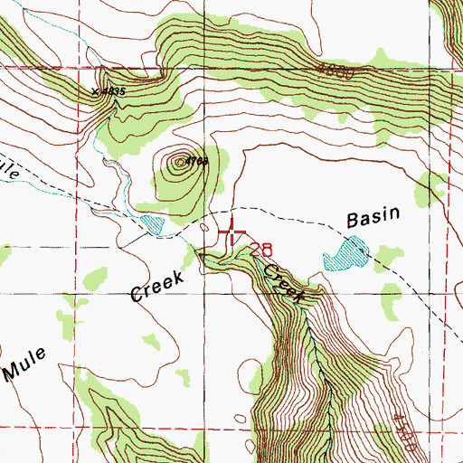 Topographic Map of Mule Creek Basin, OR