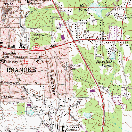Topographic Map of Booger Hill Cemetery, AL