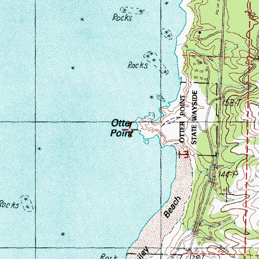 Topographic Map of Otter Point, OR