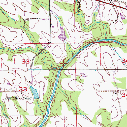 Topographic Map of Booker Branch, AL