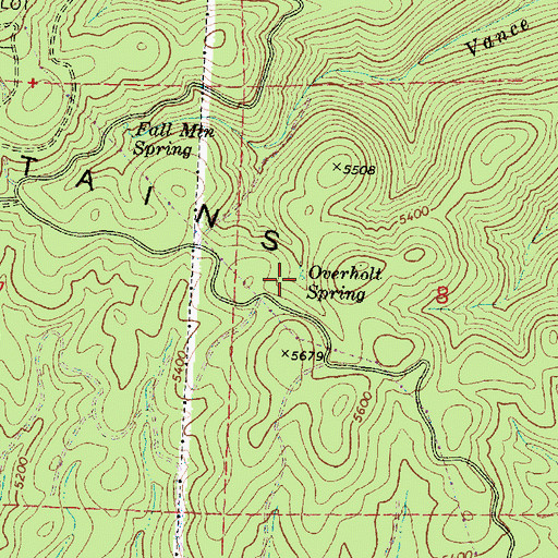Topographic Map of Overholt Spring, OR
