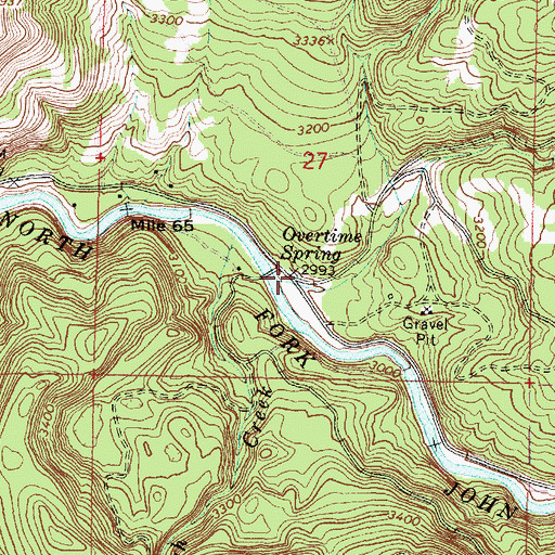 Topographic Map of Overtime Spring, OR