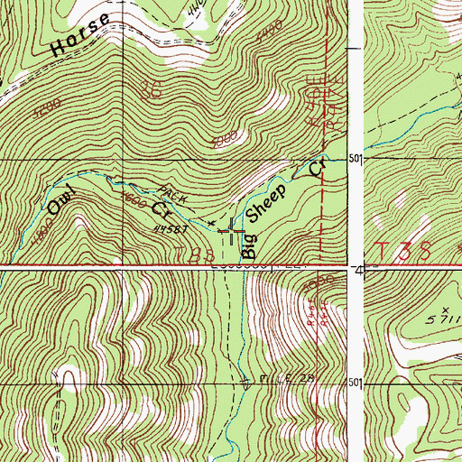 Topographic Map of Owl Creek, OR