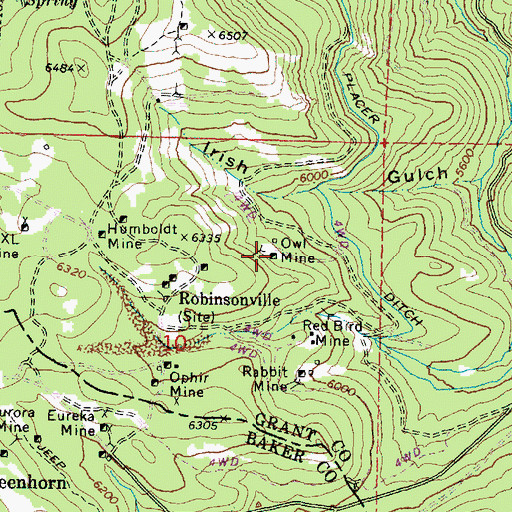 Topographic Map of Owl Mine, OR