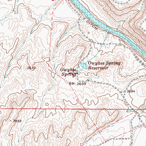 Topographic Map of Owyhee Spring, OR
