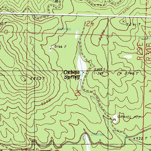 Topographic Map of Oxbow Spring, OR