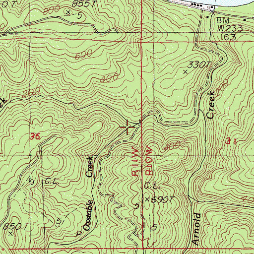 Topographic Map of Oxstable Creek, OR