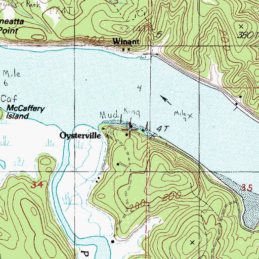 Topographic Map of Oysterville, OR