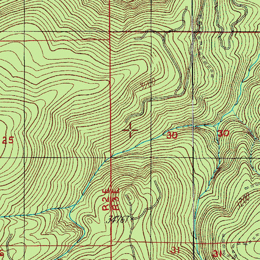 Topographic Map of Packard Creek Trail, OR