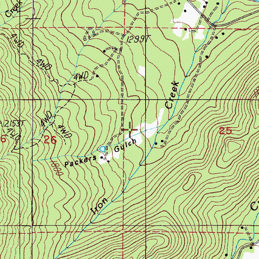Topographic Map of Packers Gulch, OR