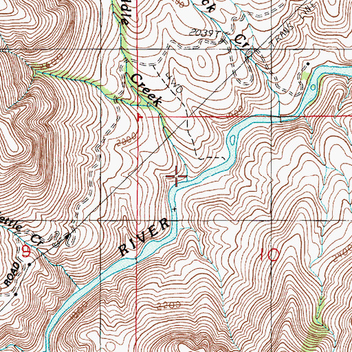 Topographic Map of Packsaddle Creek, OR