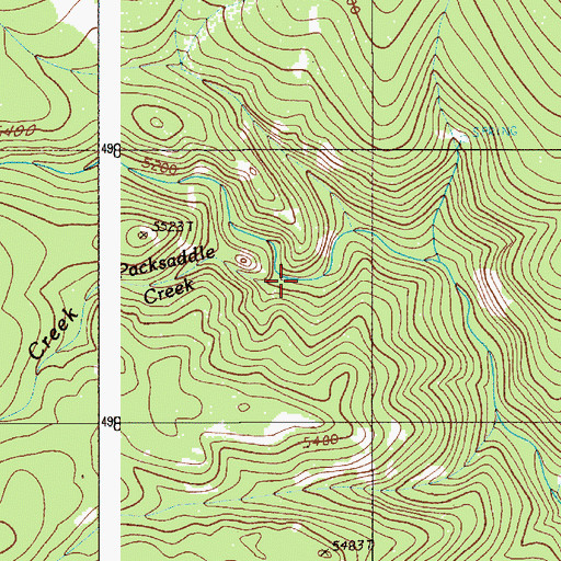 Topographic Map of Packsaddle Creek, OR