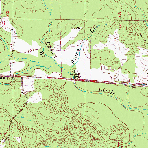 Topographic Map of Boone Branch, AL