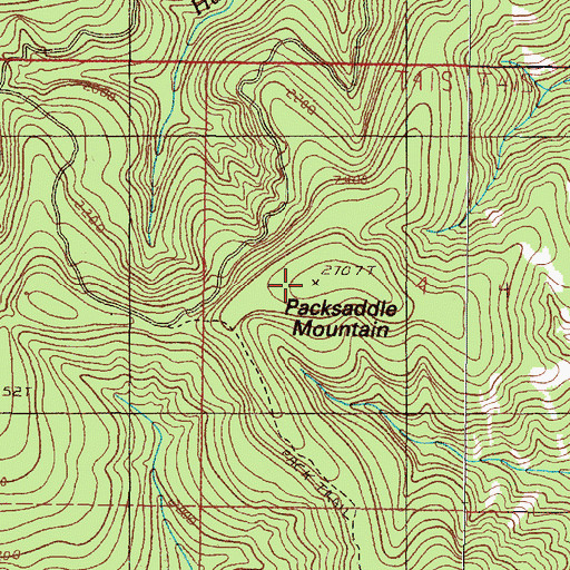 Topographic Map of Packsaddle Mountain, OR