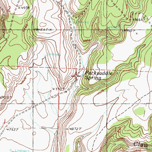 Topographic Map of Packsaddle Spring, OR