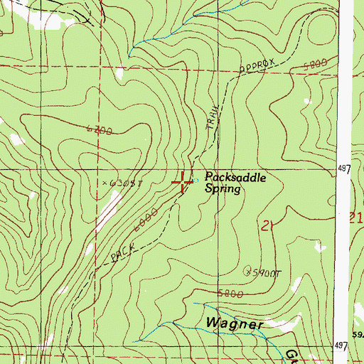 Topographic Map of Packsaddle Spring, OR