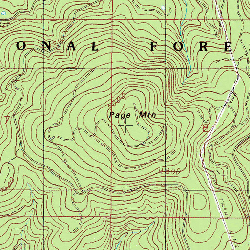 Topographic Map of Page Mountain, OR