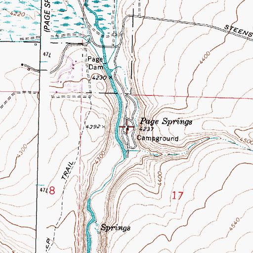 Topographic Map of Page Springs, OR