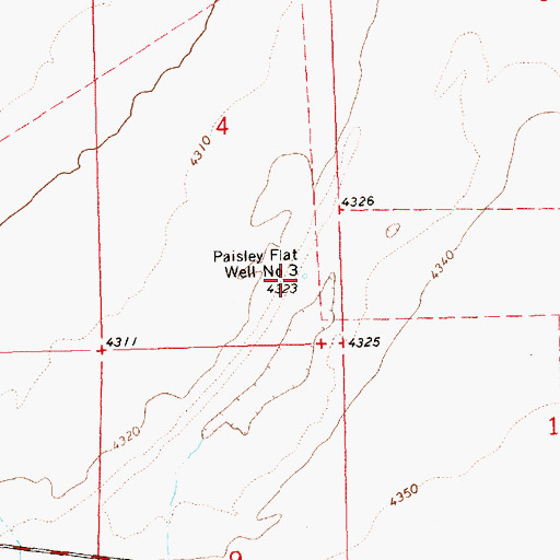 Topographic Map of Paisley Flat Well Number Three, OR