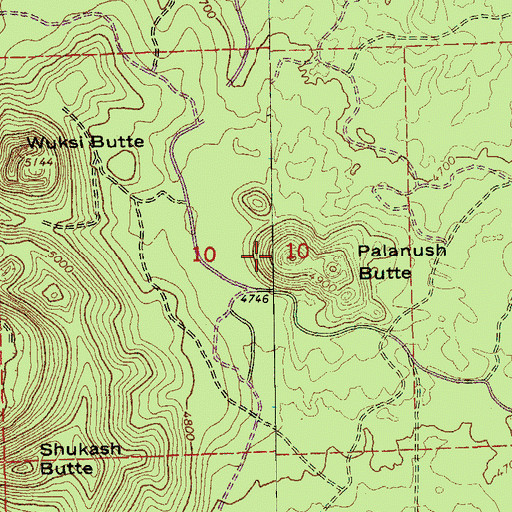 Topographic Map of Palanush Butte, OR