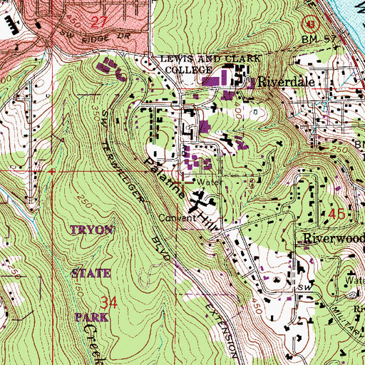 Topographic Map of Palatine Hill, OR