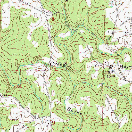 Topographic Map of Boone Creek, AL