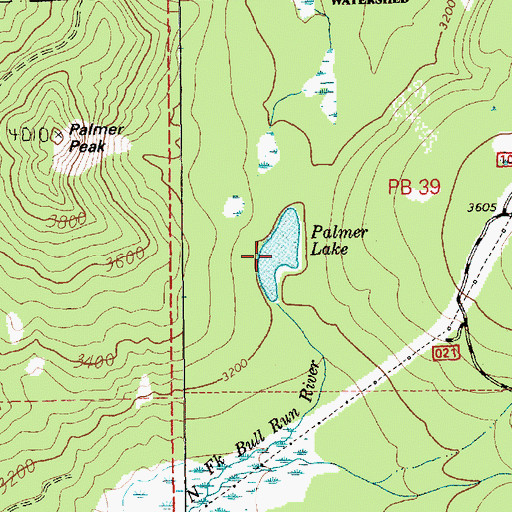 Topographic Map of Palmer Lake, OR