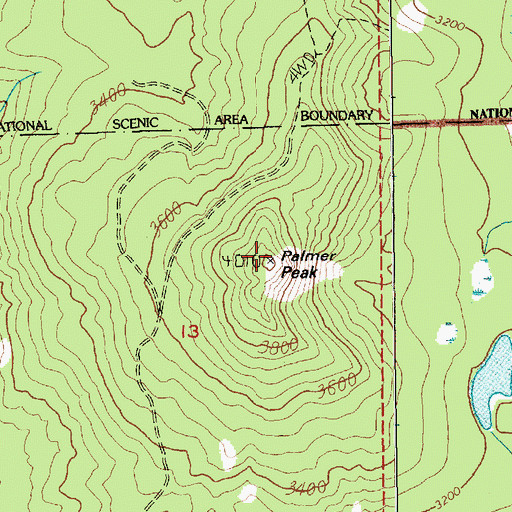 Topographic Map of Palmer Peak, OR