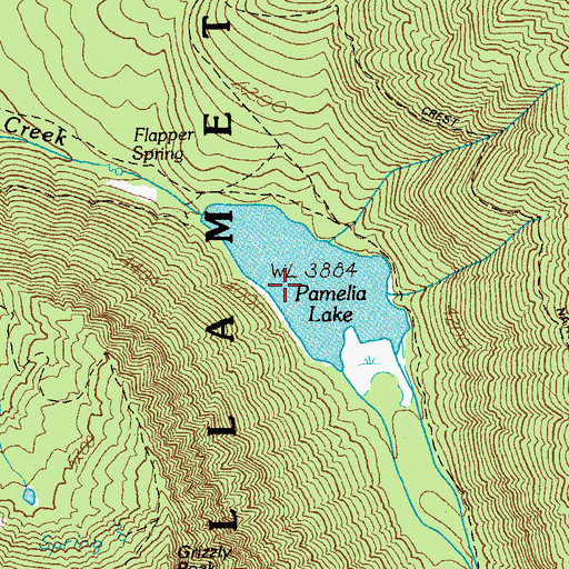 Topographic Map of Pamelia Lake, OR