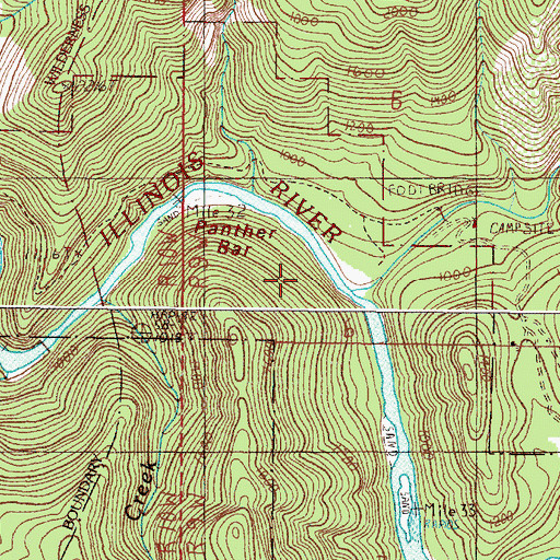 Topographic Map of Panther Bar, OR