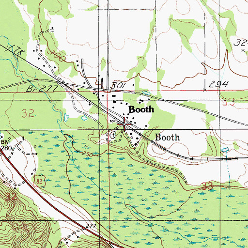 Topographic Map of Booth, AL