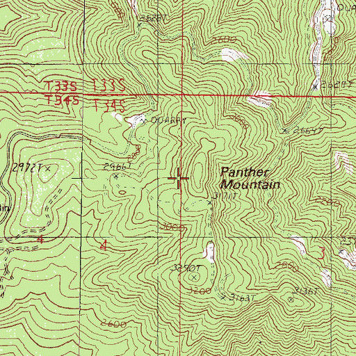 Topographic Map of Panther Mountain, OR