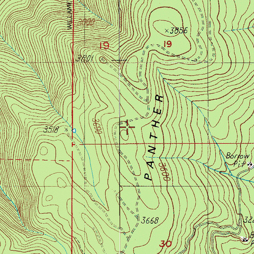 Topographic Map of Panther Ridge, OR