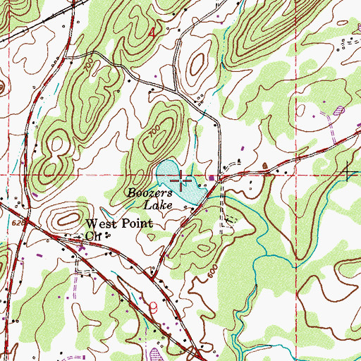 Topographic Map of Boozers Lake, AL