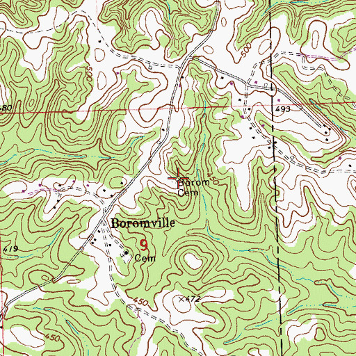 Topographic Map of Borom Cemetery, AL