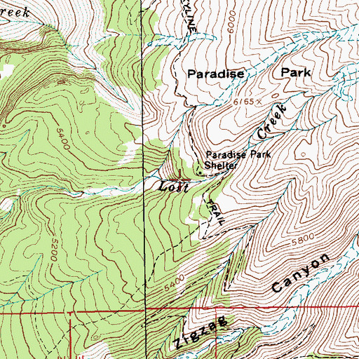 Topographic Map of Paradise Park Shelter, OR