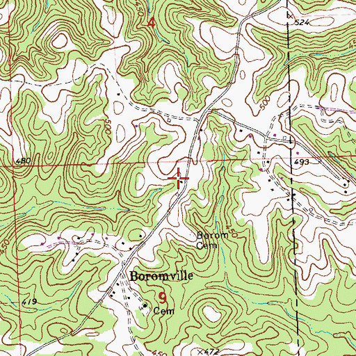 Topographic Map of Boromville, AL